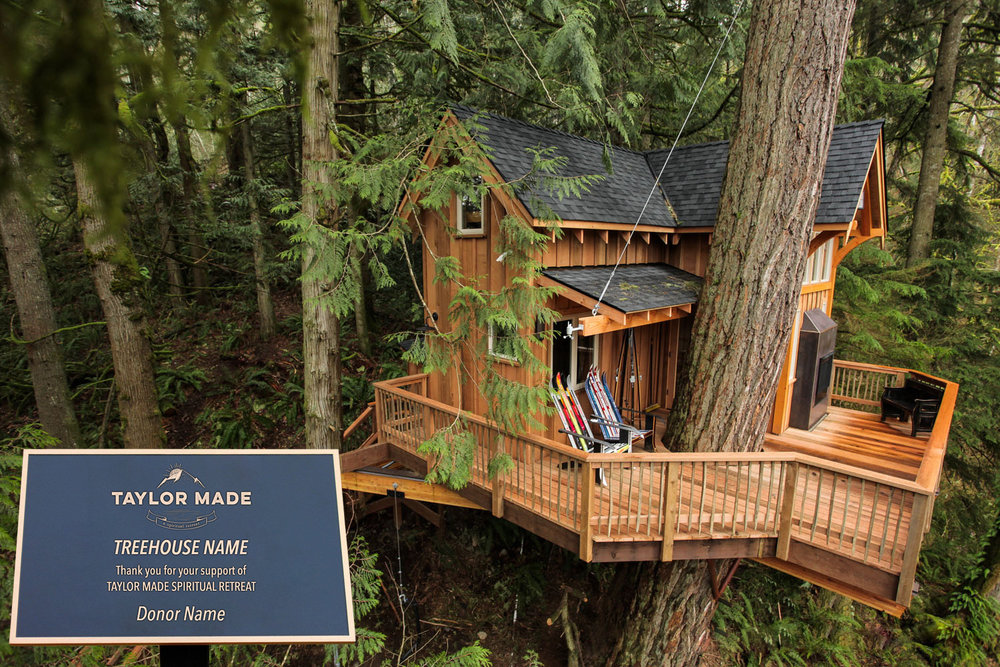 Taylor Made Addiction recovery on site tree house for sponsorship